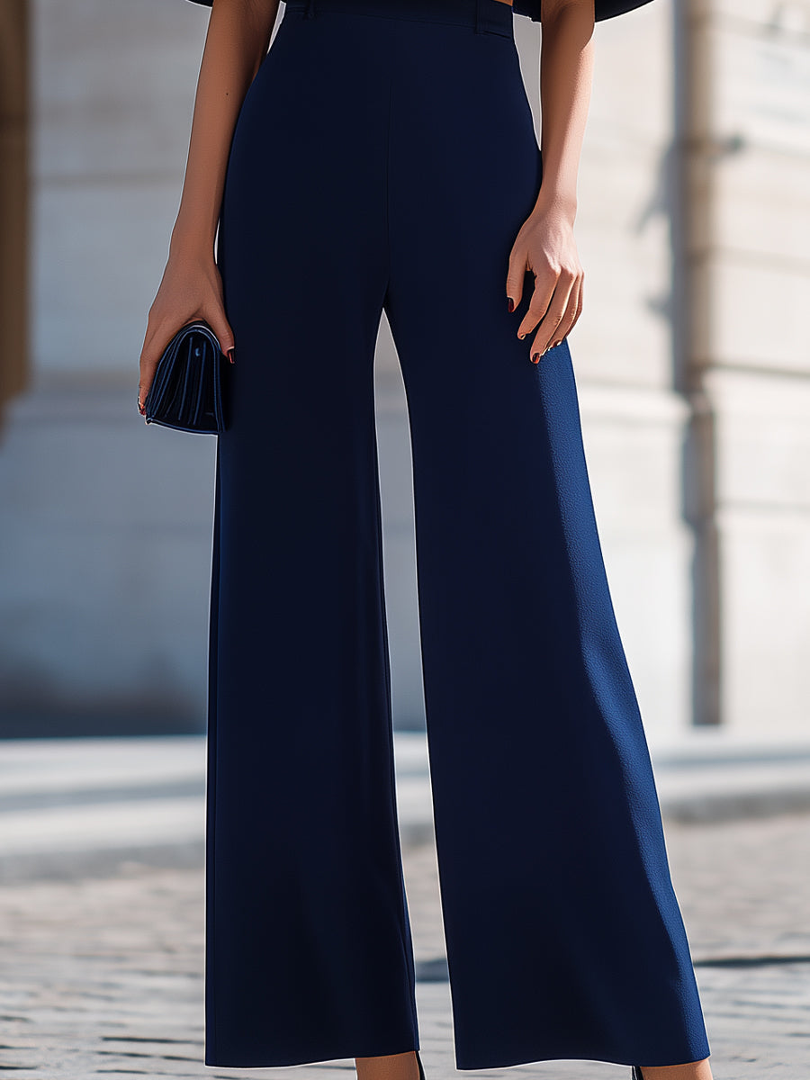 Dalviora™ | Ensemble Deux Pièces Top Court Manches Cape Et Pantalon Jambes Larges Taille Haute