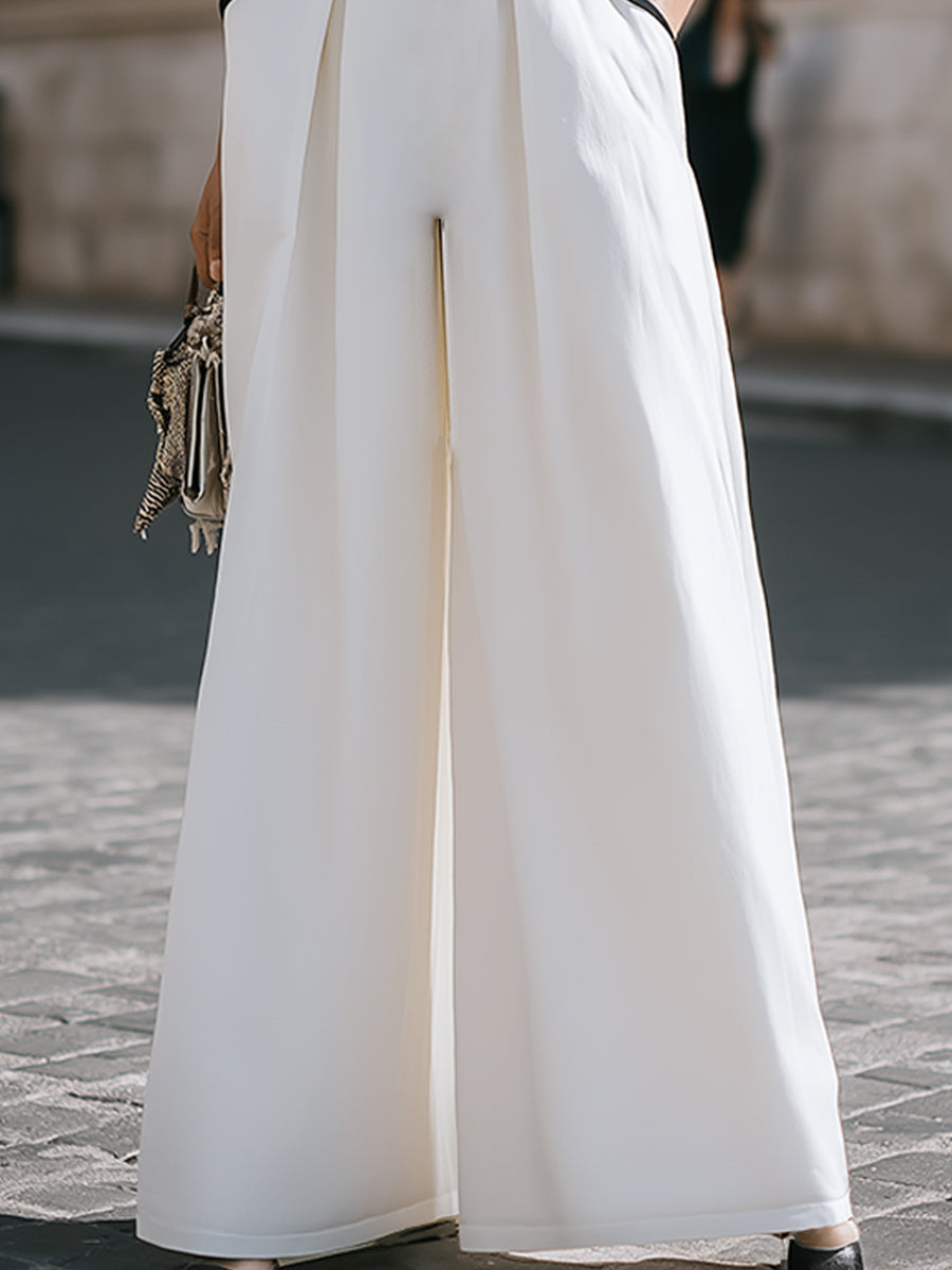 Dalviora™ | Combinaison Jambes Larges Sans Manches Col V Profond Panneaux Contrastants