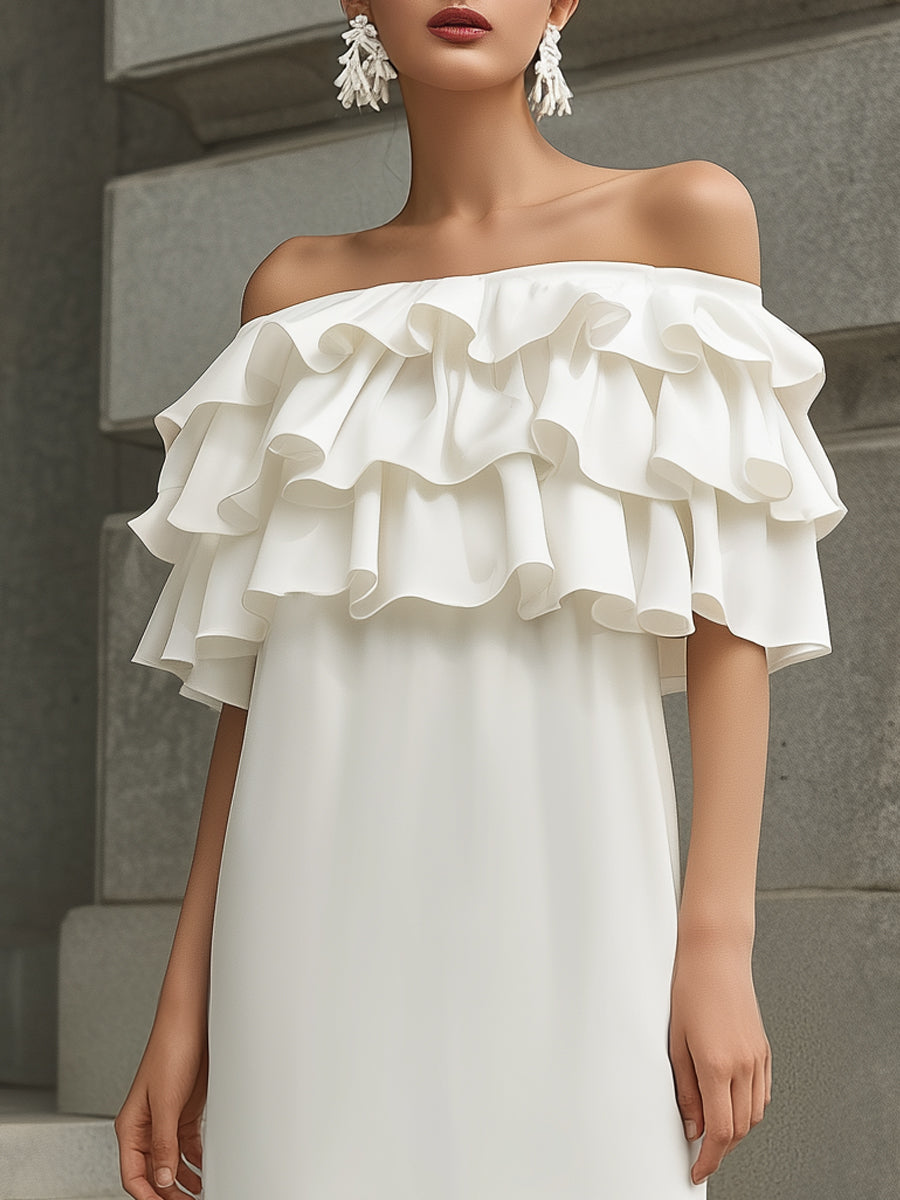 Off-Shoulder Layered Ruffle Mini Dress