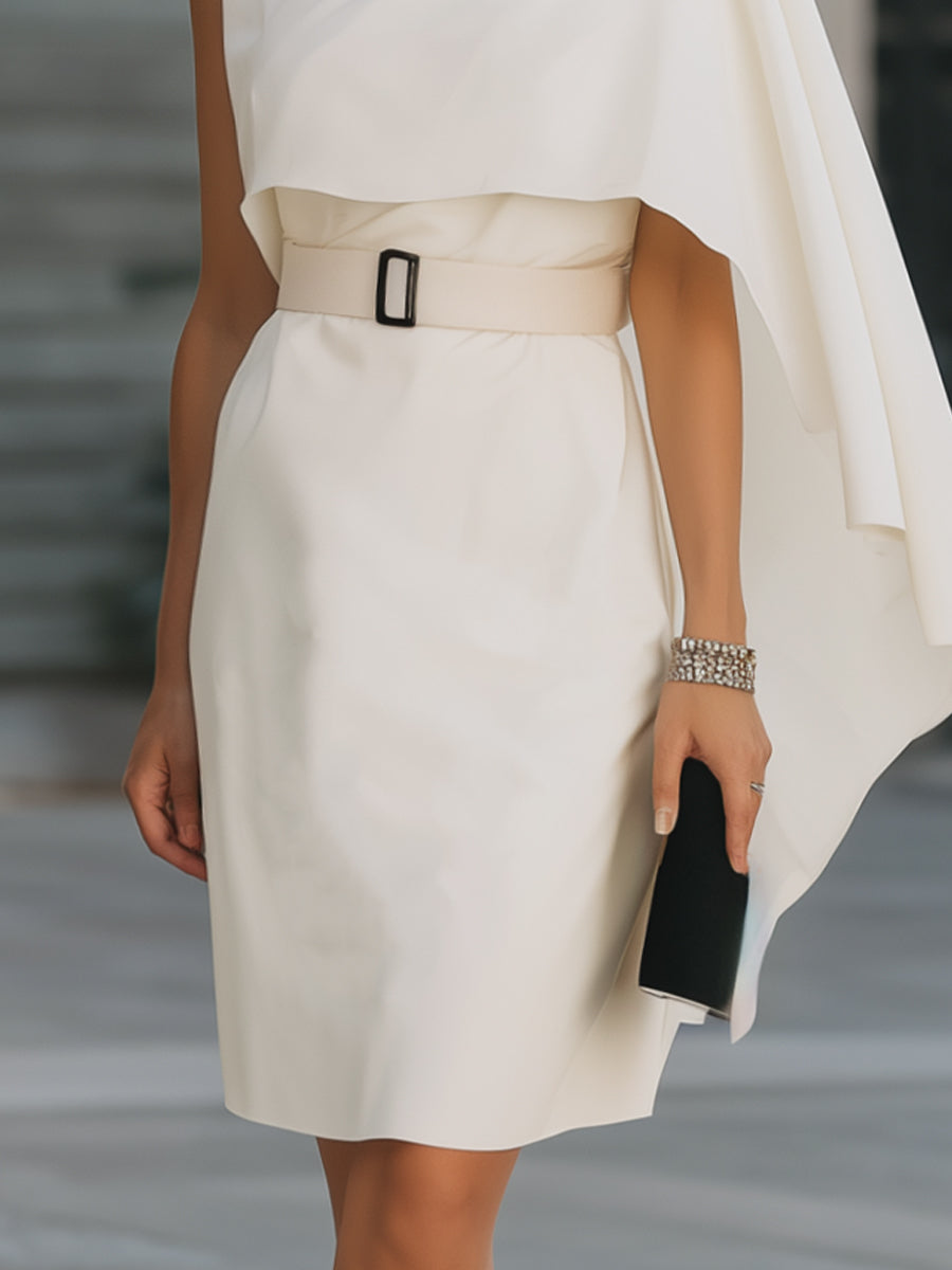 Dalviora™ | Robe Midi Une Épaule Style Cape Centurée