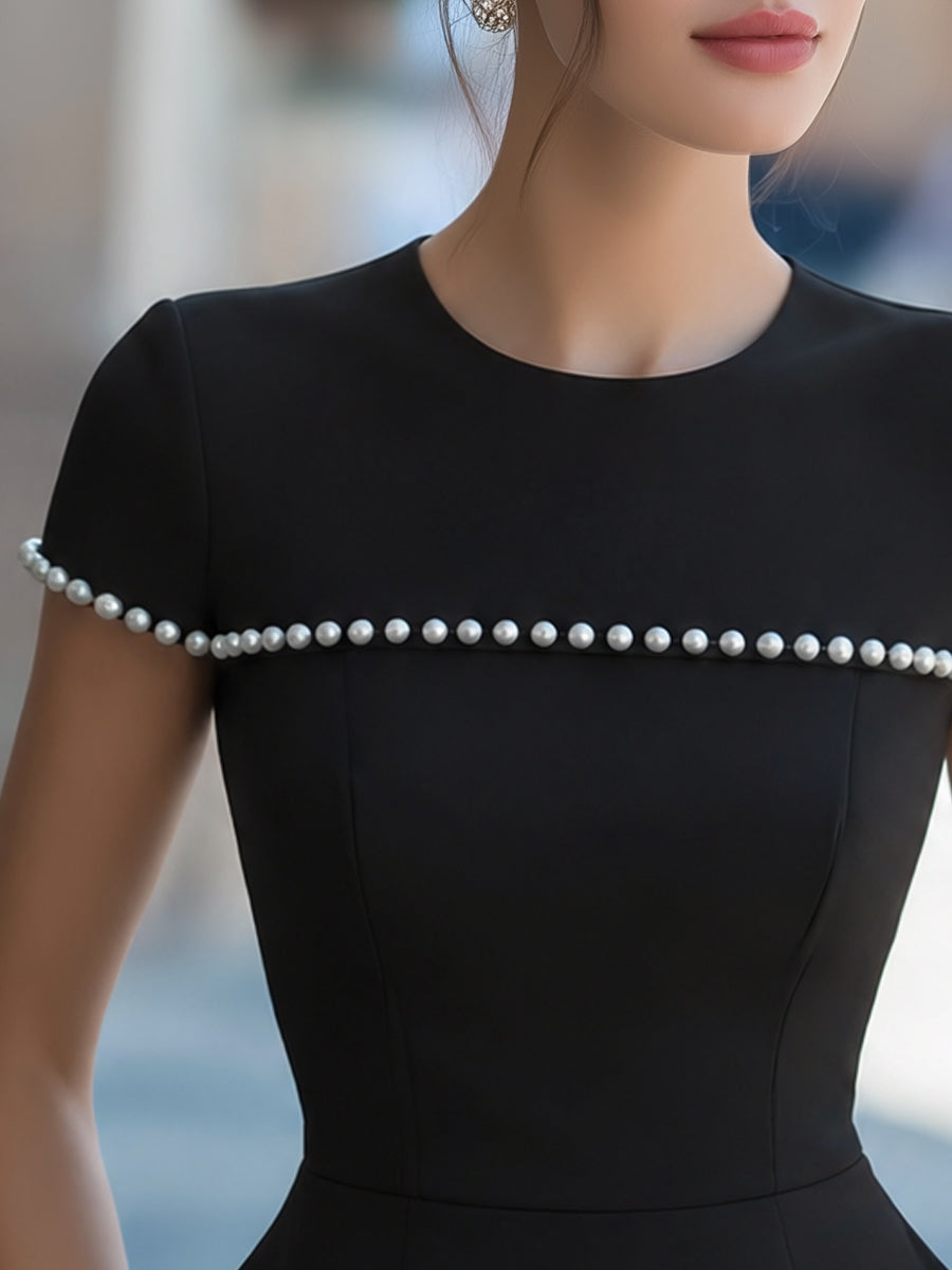 Dalviora™ | Top Peplum Structuré À Manches Courtes Bordure Perles