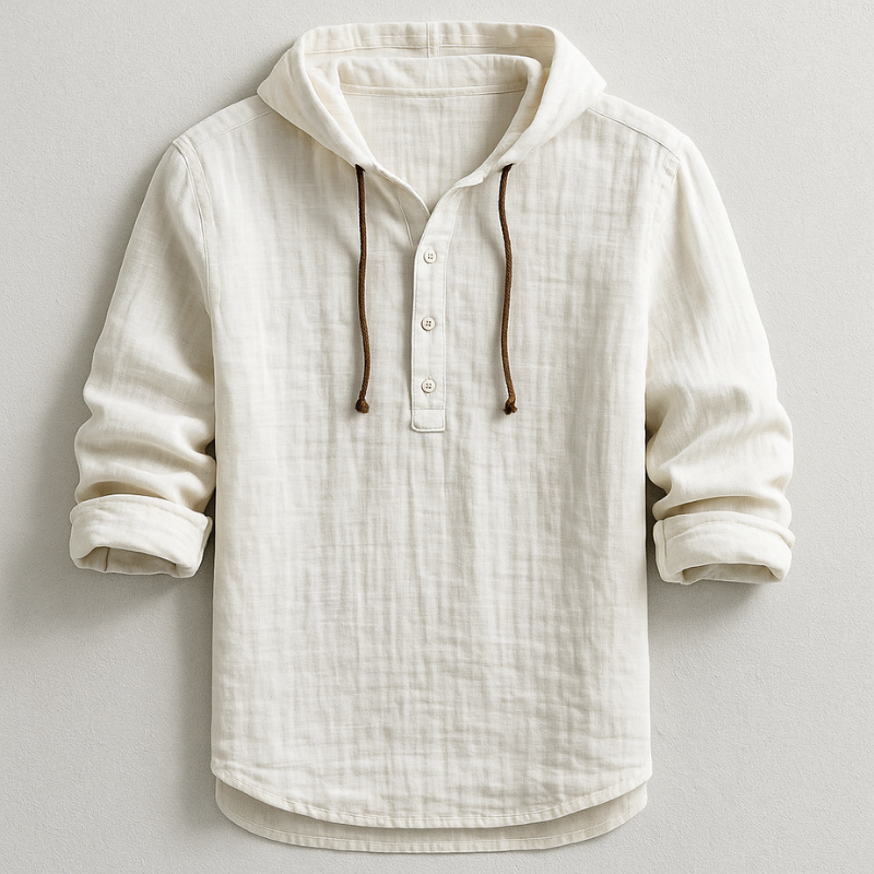 Dalviora™ | Chemise de Luxe Lin à Capuche – 100% Lin Naturel Homme
