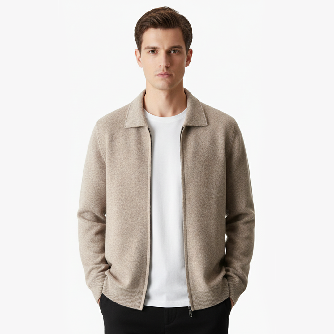 Dalviora™ | Cardigan Polo Zip en Laine Mérinos Extra-Fine