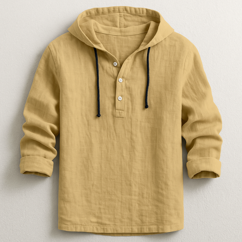 Dalviora™ | Chemise de Luxe Lin à Capuche – 100% Lin Naturel Homme