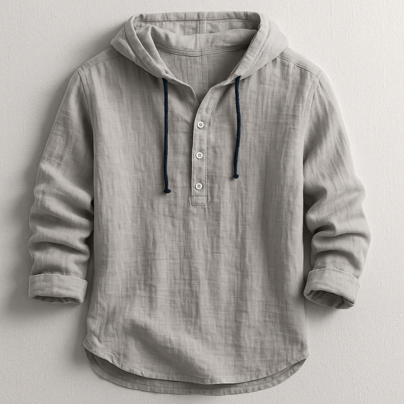 Dalviora™ | Chemise de Luxe Lin à Capuche – 100% Lin Naturel Homme