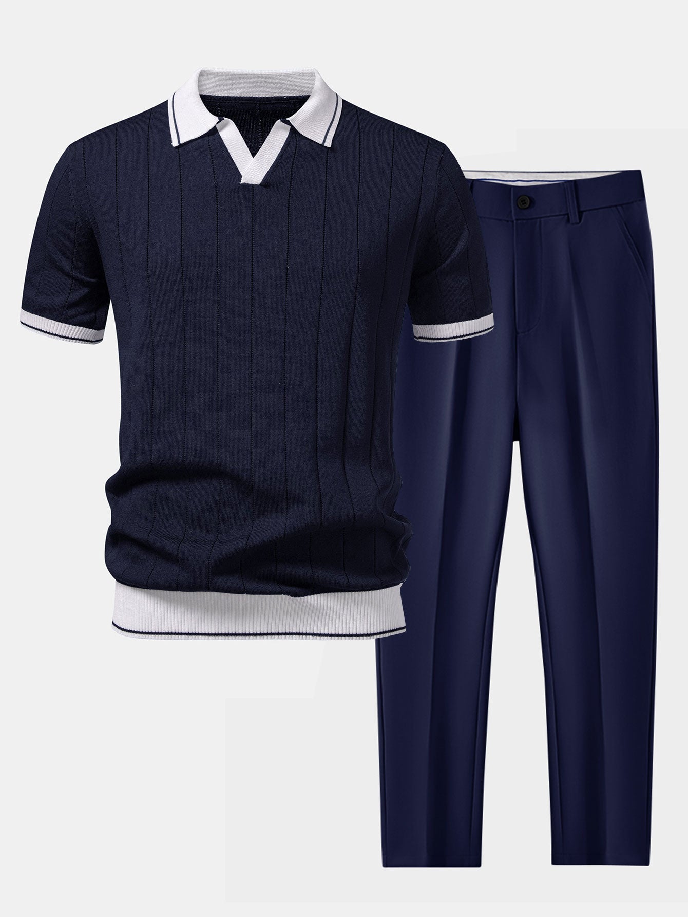 Dalviora™ | Ensemble Polo Col Johnny & Pantalon Fuselé