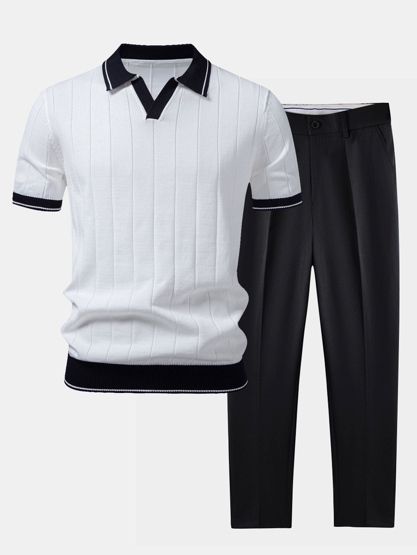 Dalviora™ | Ensemble Polo Col Johnny & Pantalon Fuselé