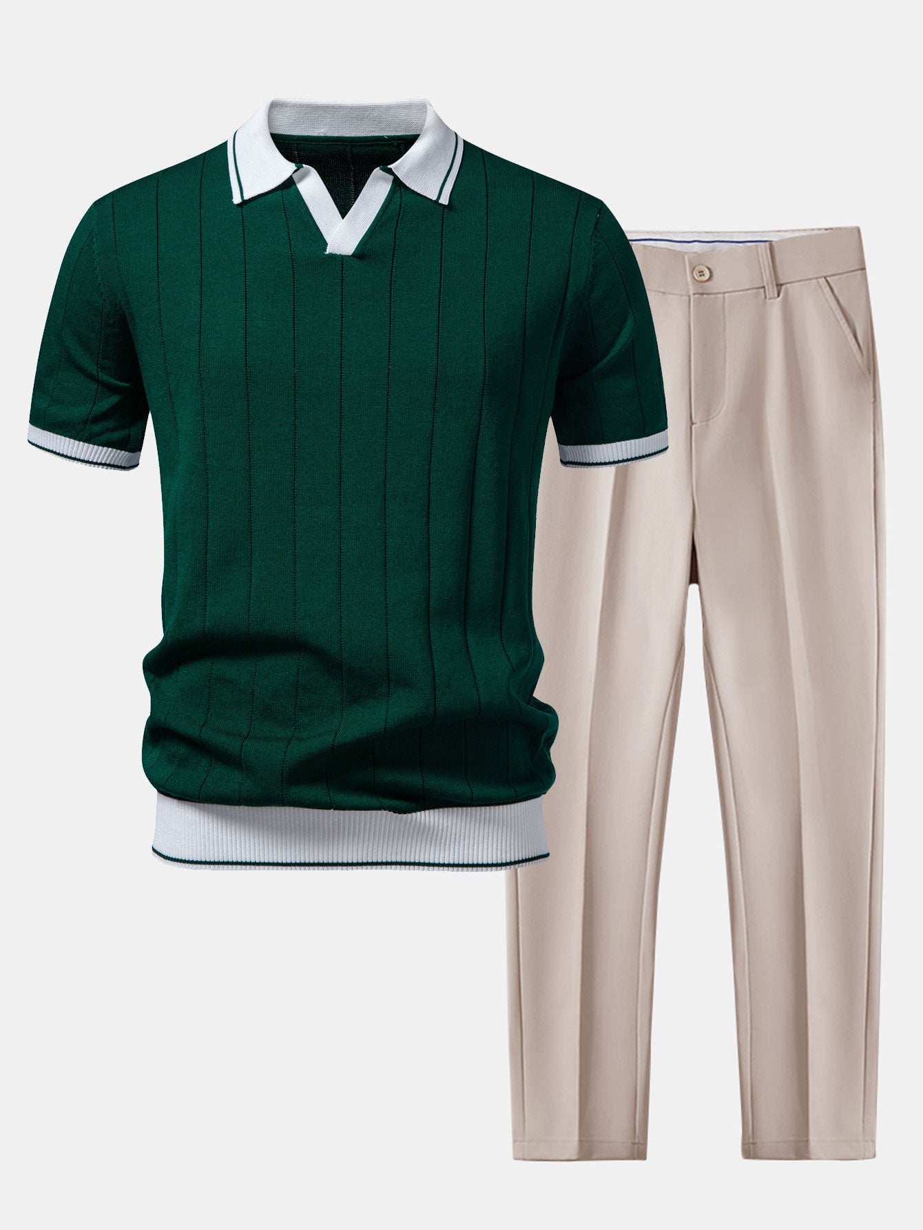Dalviora™ | Ensemble Polo Col Johnny & Pantalon Fuselé