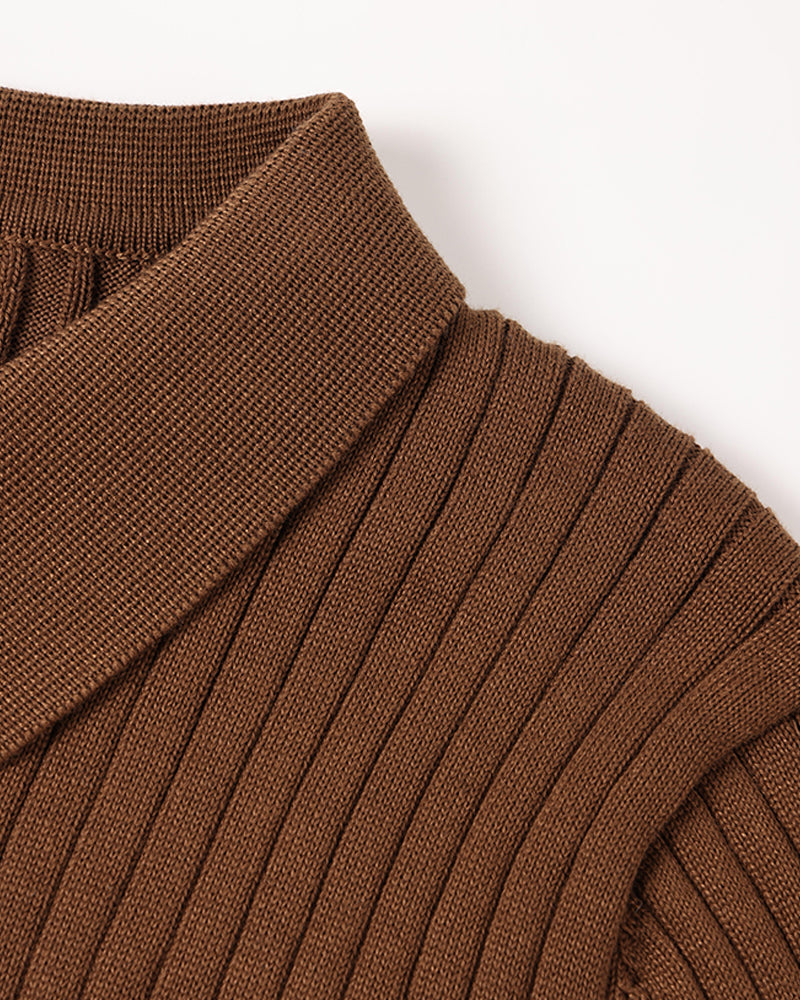 Dalviora™ | Polo Old Money SEOJIN – Coton Col Boutonné Côtes Verticales