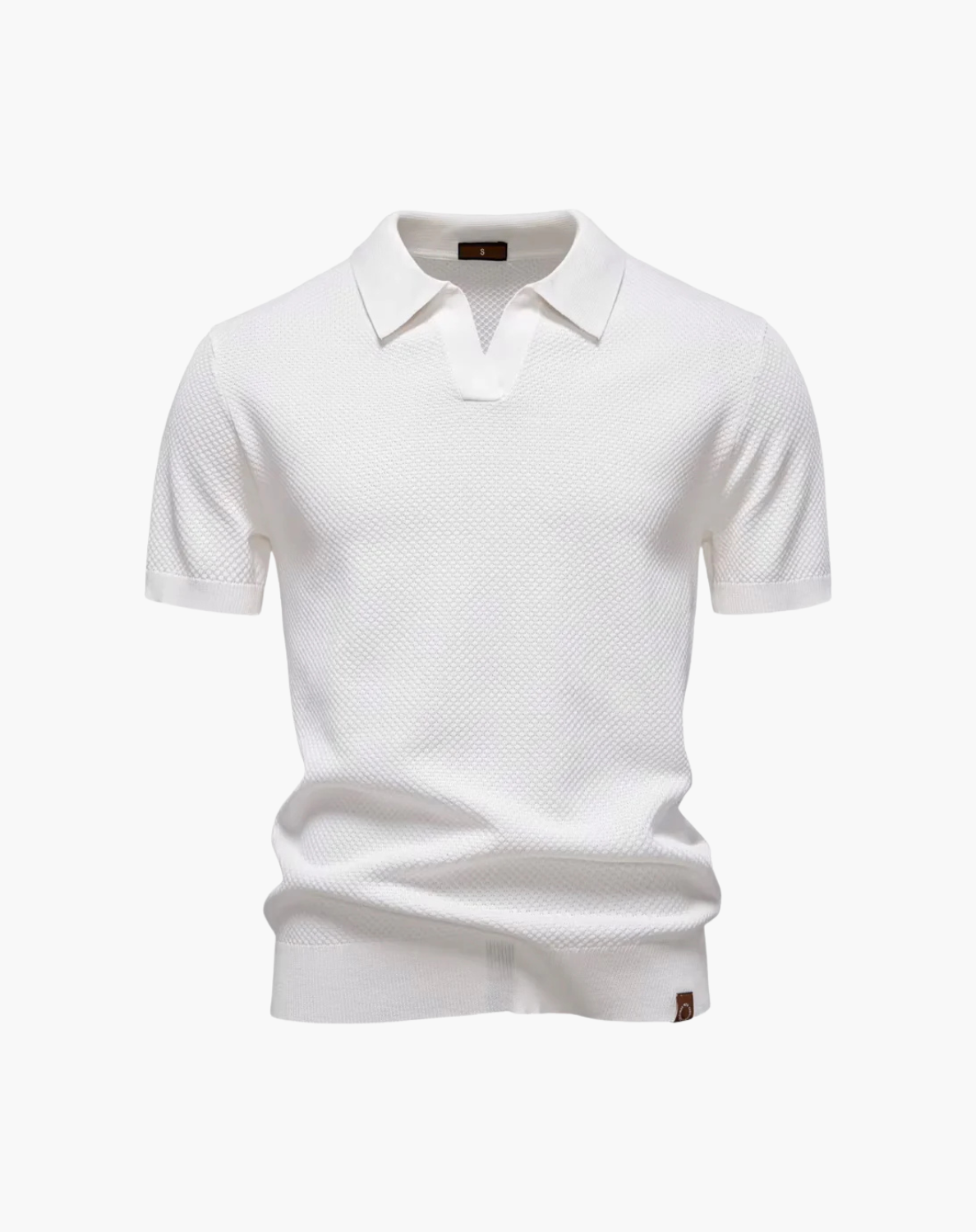 Dalviora™ | CAPRI Polo mit V-Ausschnitt – Tonaler Strukturstrick, schmal zulaufende Ärmel