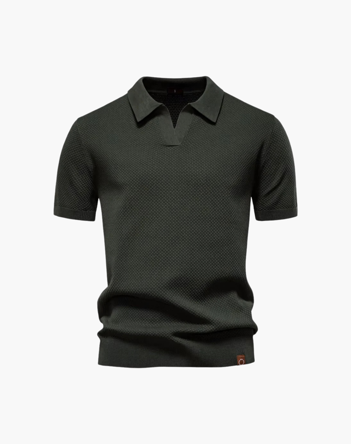 Dalviora™ | CAPRI Polo mit V-Ausschnitt – Tonaler Strukturstrick, schmal zulaufende Ärmel