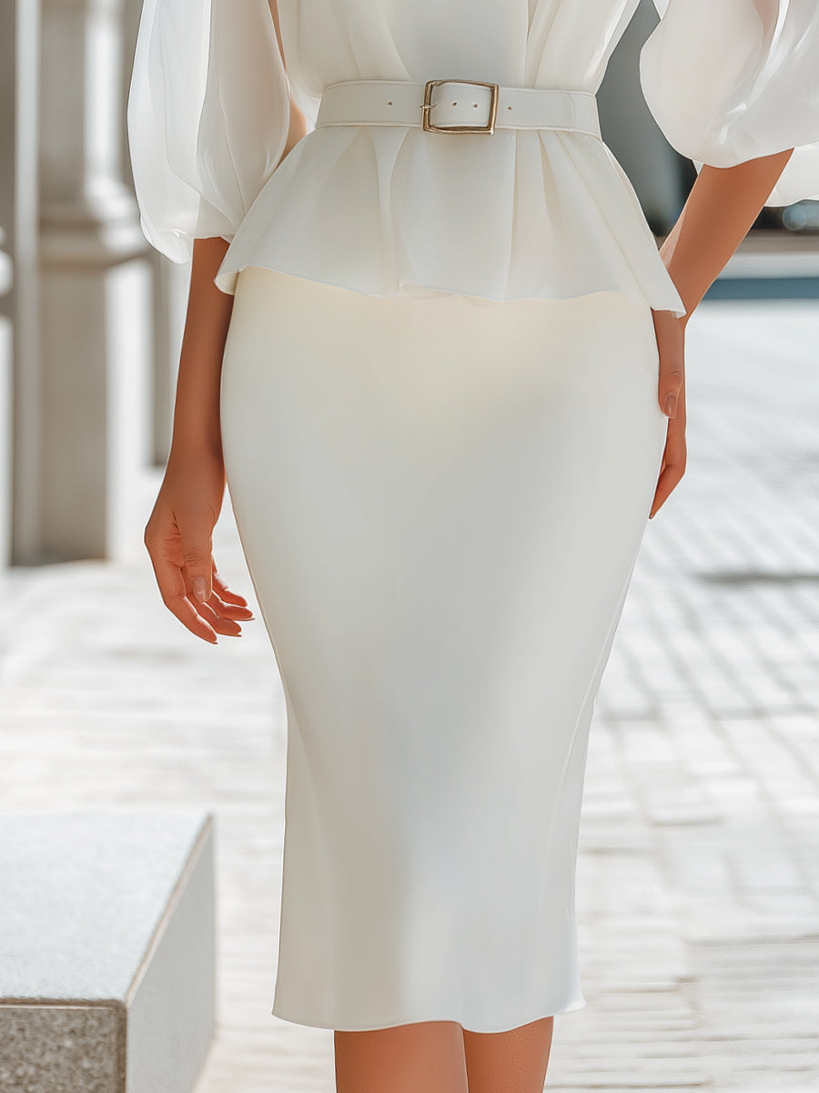 Sheer Chiffon Blouse And Slip Dress Layered Two-Piece Set