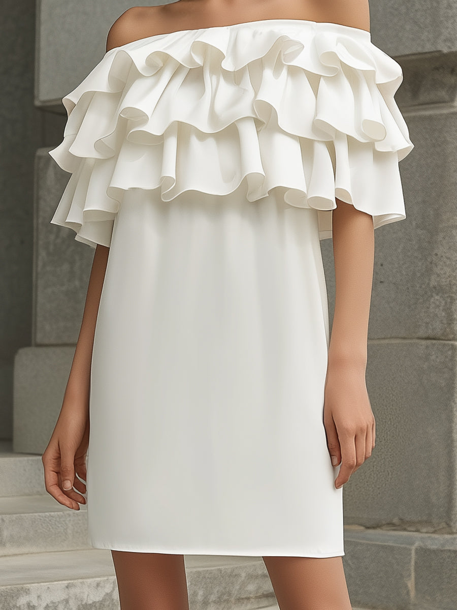 Off-Shoulder Layered Ruffle Mini Dress