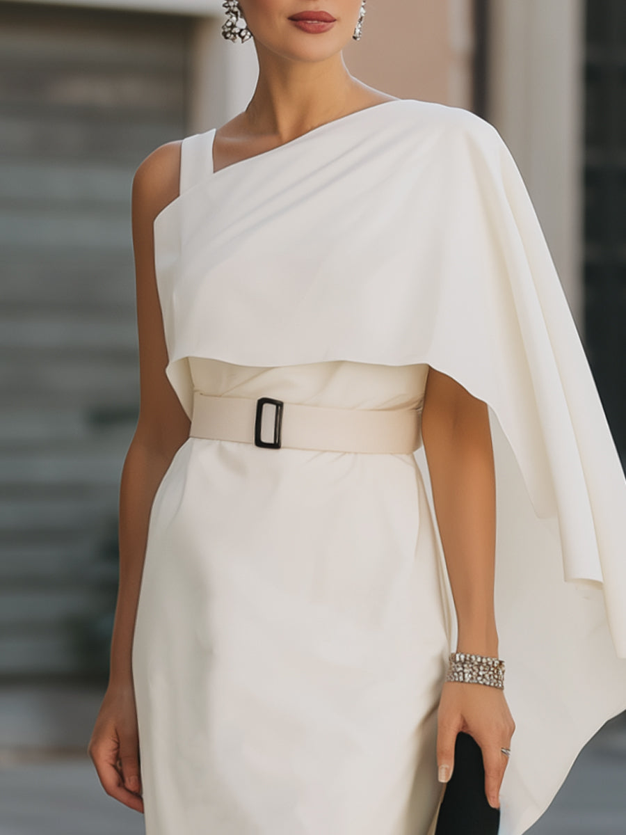 Dalviora™ | Robe Midi Une Épaule Style Cape Centurée