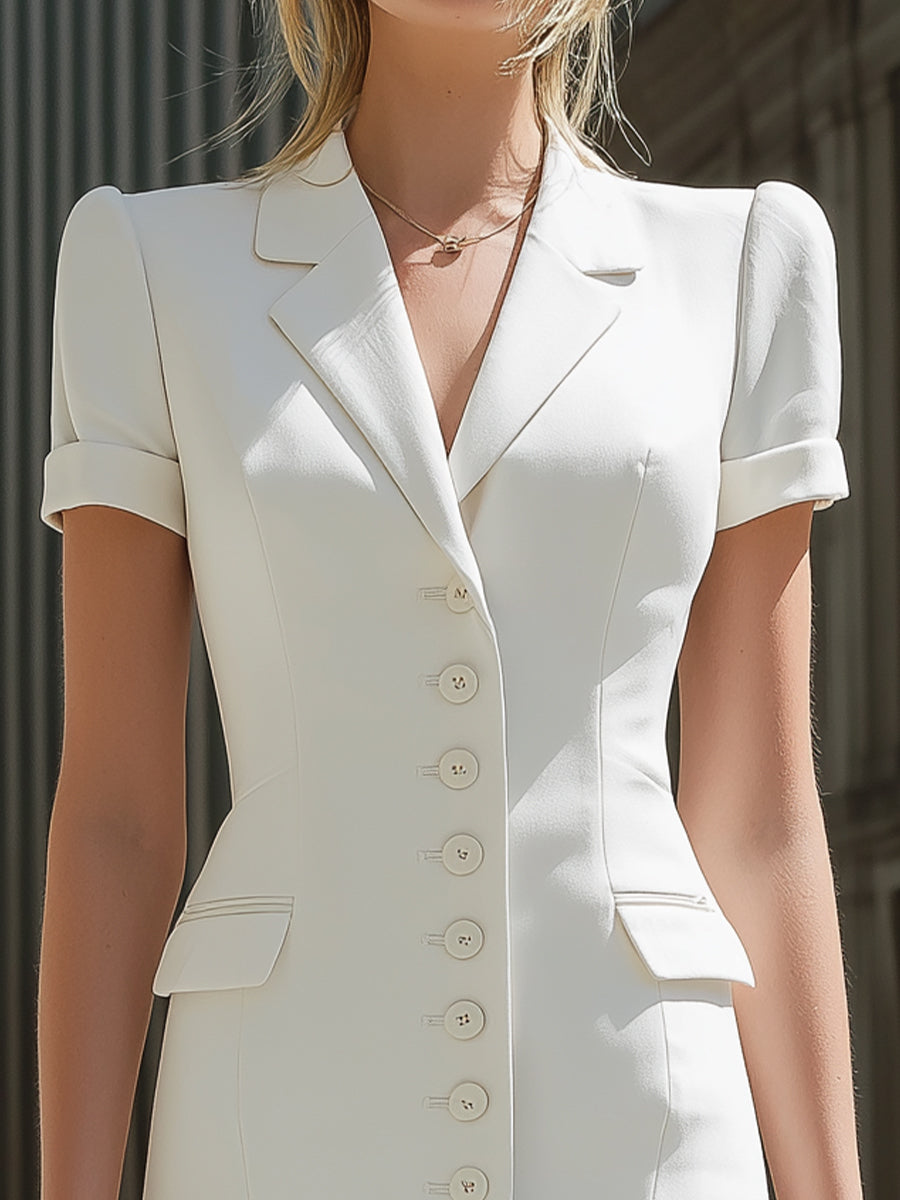 Tailored Button-Front Blazer Mini Dress