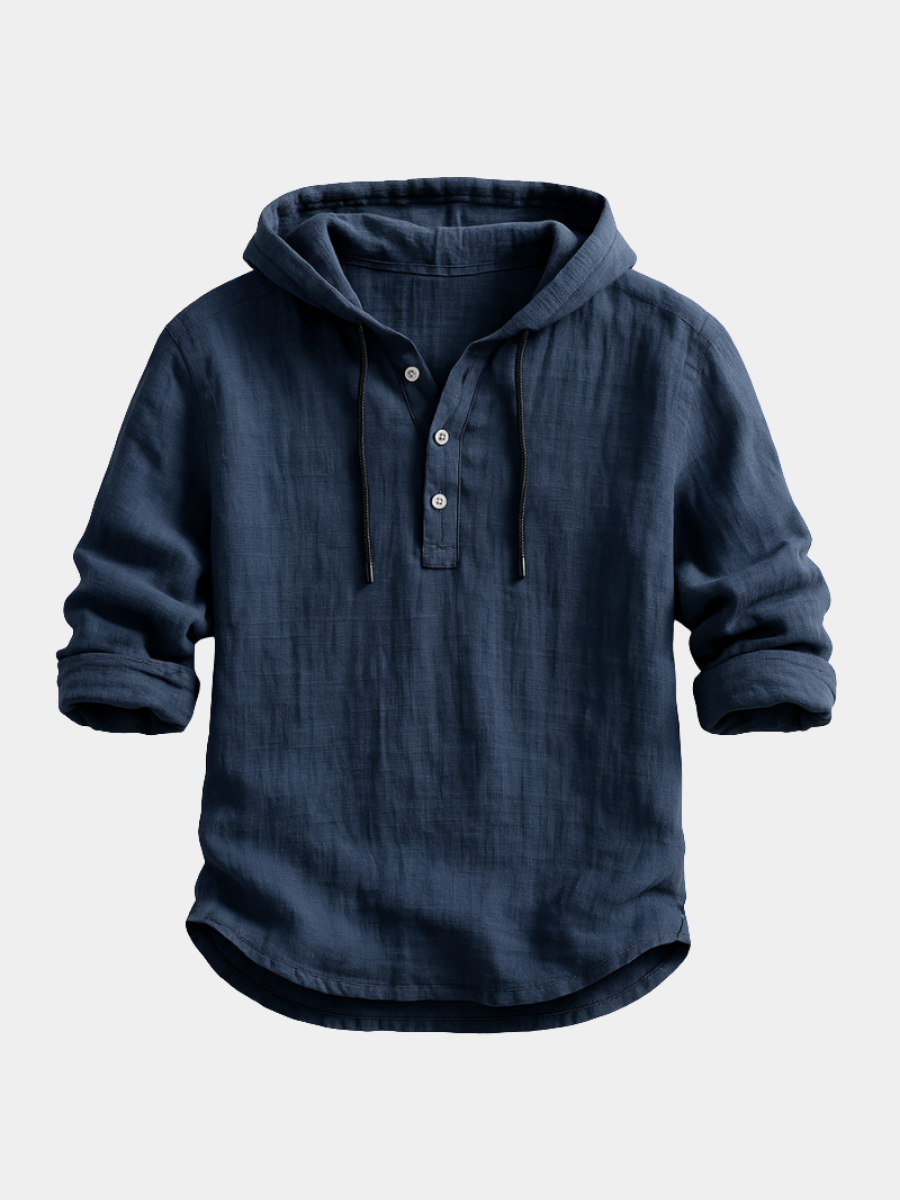 Dalviora™ | Chemise de Luxe Lin à Capuche – 100% Lin Naturel Homme