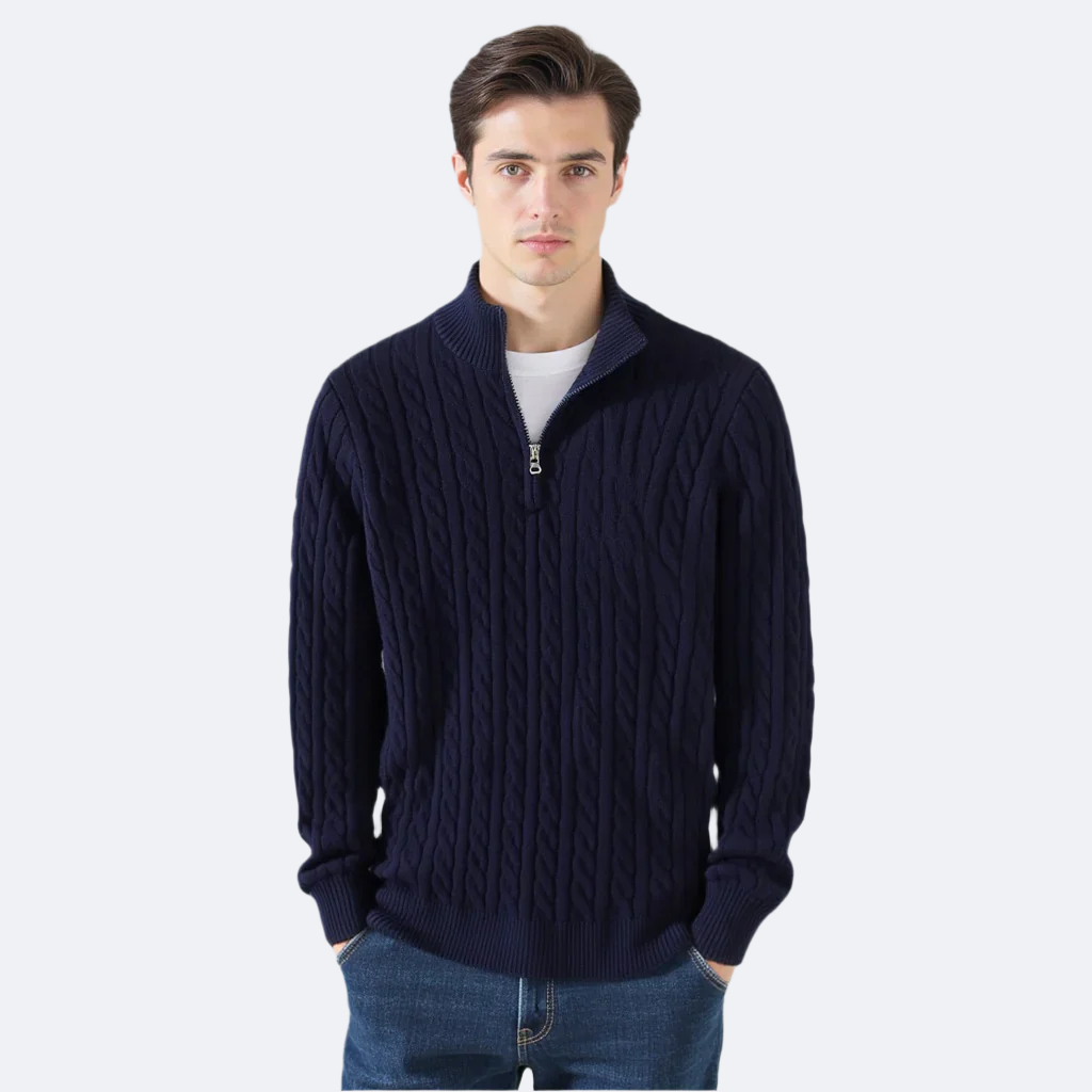 Dalviora™ | Zip-Up Cable Knit Sweater TAEBAEK