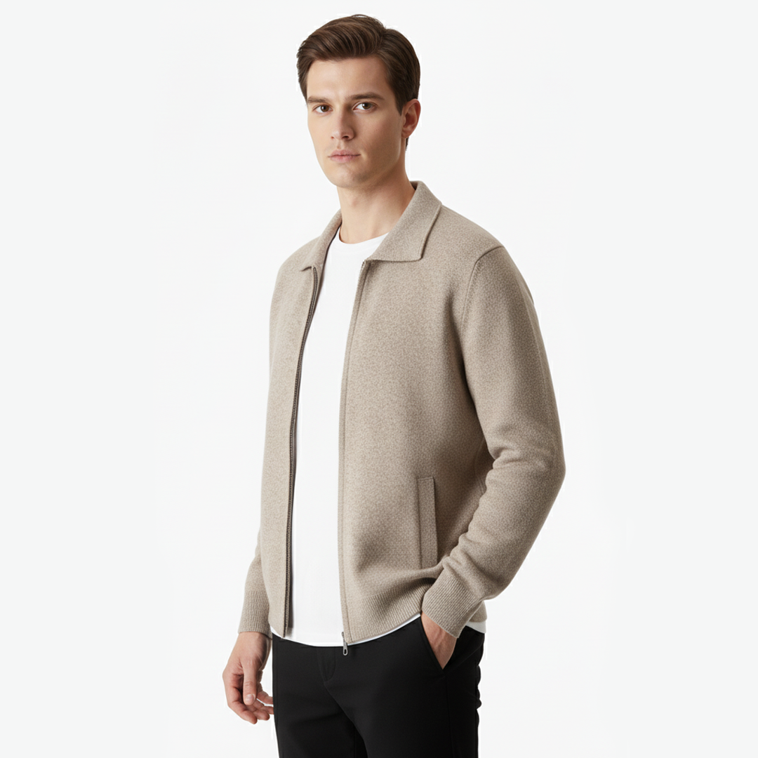Dalviora™ | Cardigan Polo Zip en Laine Mérinos Extra-Fine