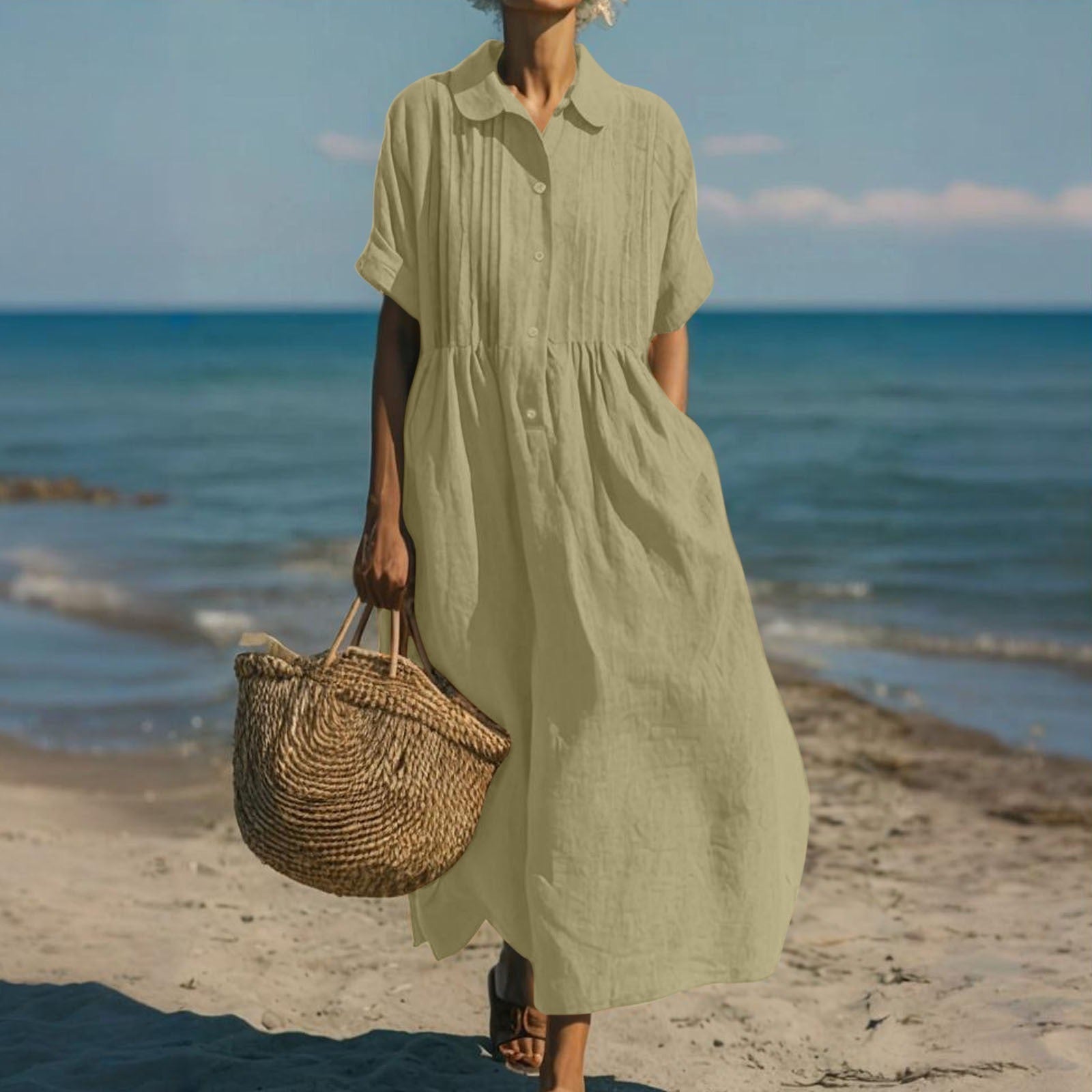 Dalviora™ | Arianne – Flowing Cotton Shirt Dress, Elegant for Women
