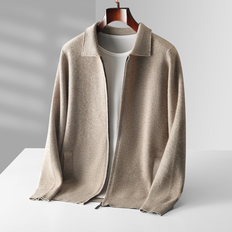 Dalviora™ | Cardigan Polo Zip en Laine Mérinos Extra-Fine