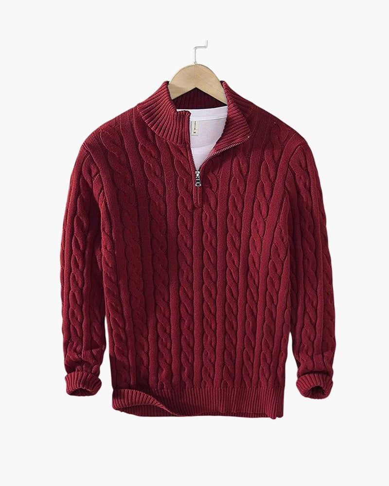 Dalviora™ | Zip-Up Cable Knit Sweater TAEBAEK