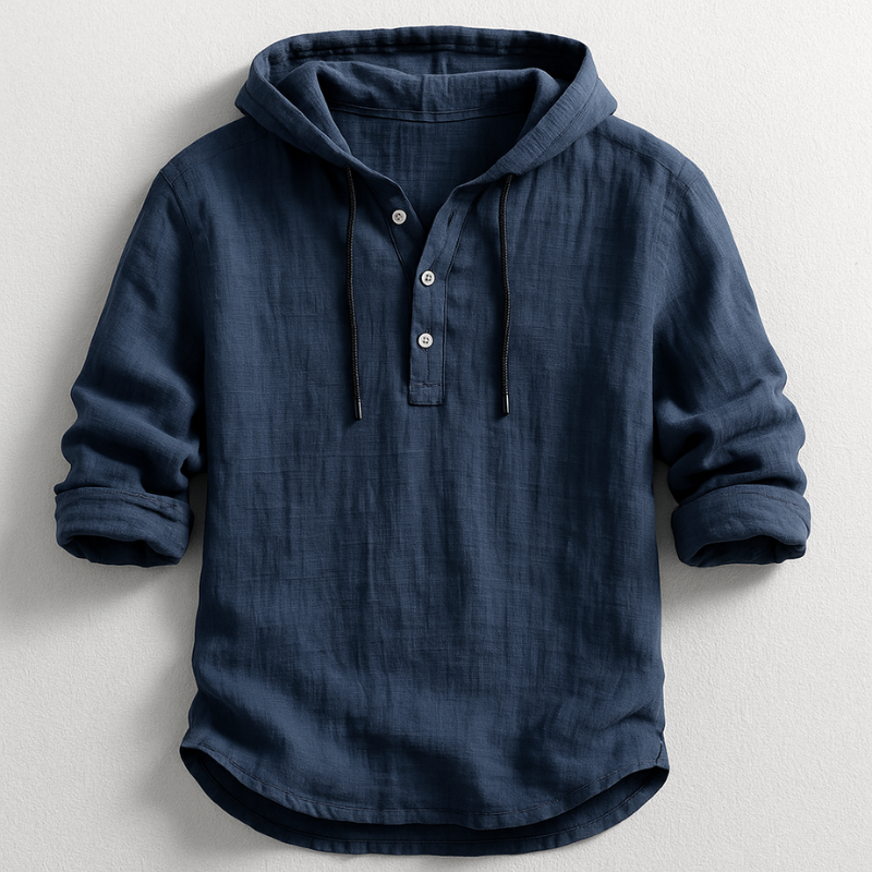Dalviora™ | Chemise de Luxe Lin à Capuche – 100% Lin Naturel Homme