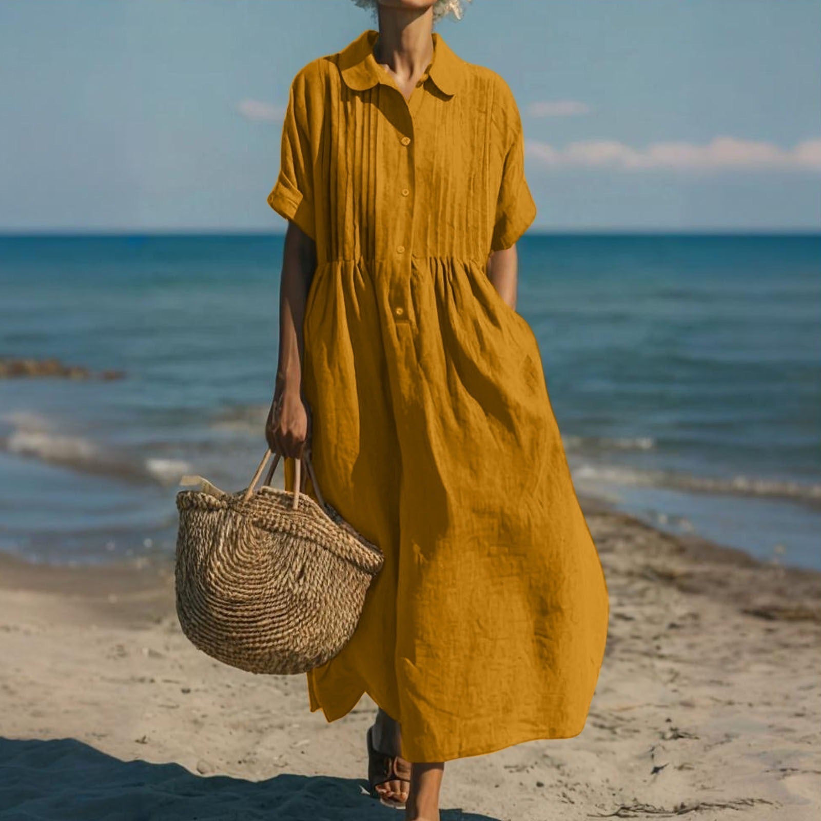 Dalviora™ | Arianne – Flowing Cotton Shirt Dress, Elegant for Women