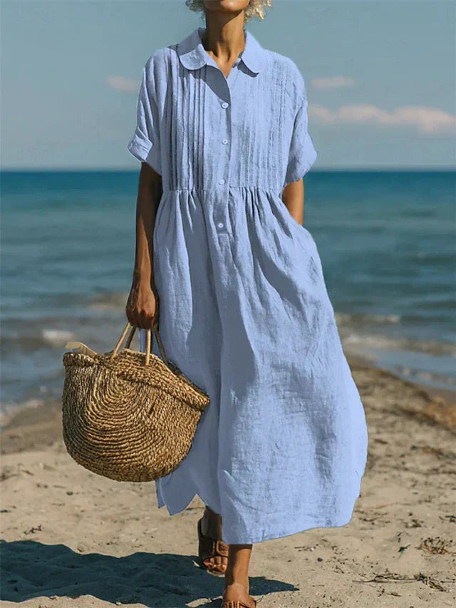 Dalviora™ | Arianne – Flowing Cotton Shirt Dress, Elegant for Women