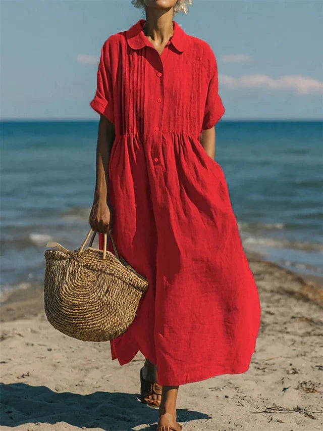 Dalviora™ | Arianne – Flowing Cotton Shirt Dress, Elegant for Women