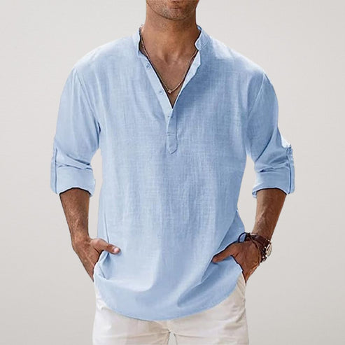Dalviora™ | Sommer-Leinenhemd CAPRI – Atmungsaktives Leinen, hochgekrempelte Ärmel, Herren