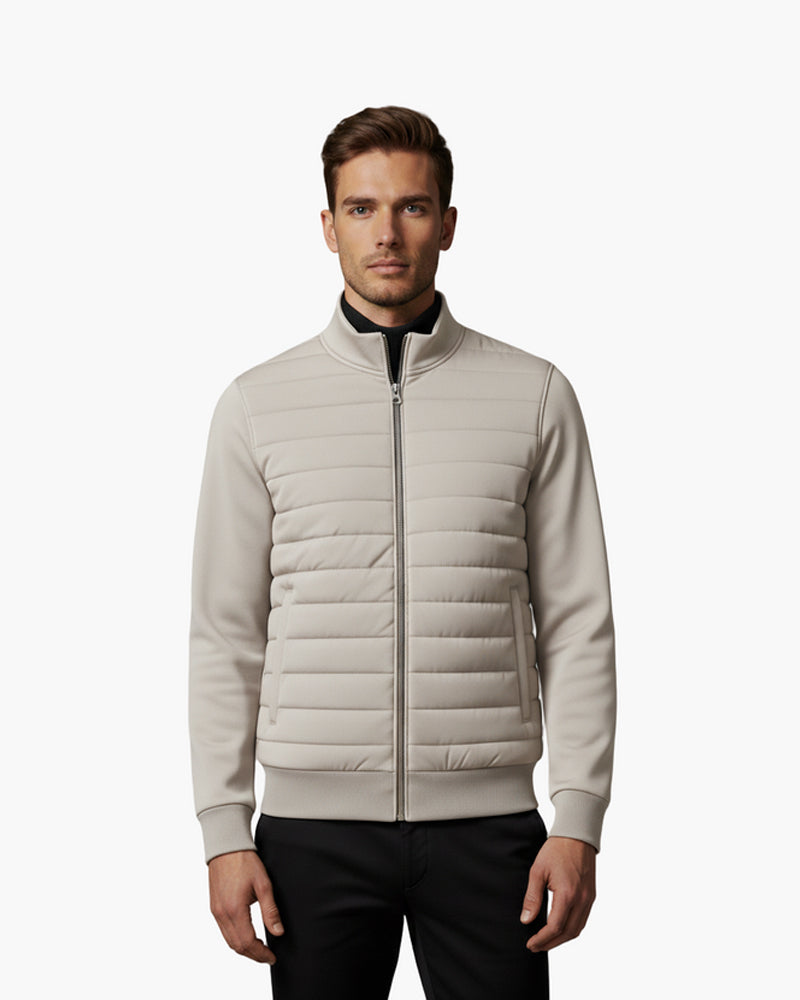 Dalviora™ | STOCKHOLM Quilted Hybrid Jacket – Bomber High Collar Double Zip