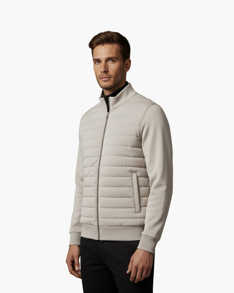 Dalviora™ | STOCKHOLM Quilted Hybrid Jacket – Bomber High Collar Double Zip