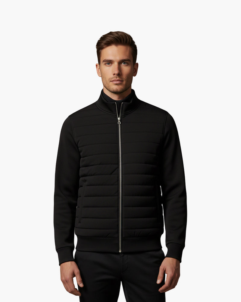 Dalviora™ | STOCKHOLM Quilted Hybrid Jacket – Bomber High Collar Double Zip