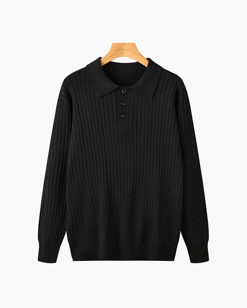 Dalviora™ | Polo Old Money SEOJIN – Coton Col Boutonné Côtes Verticales