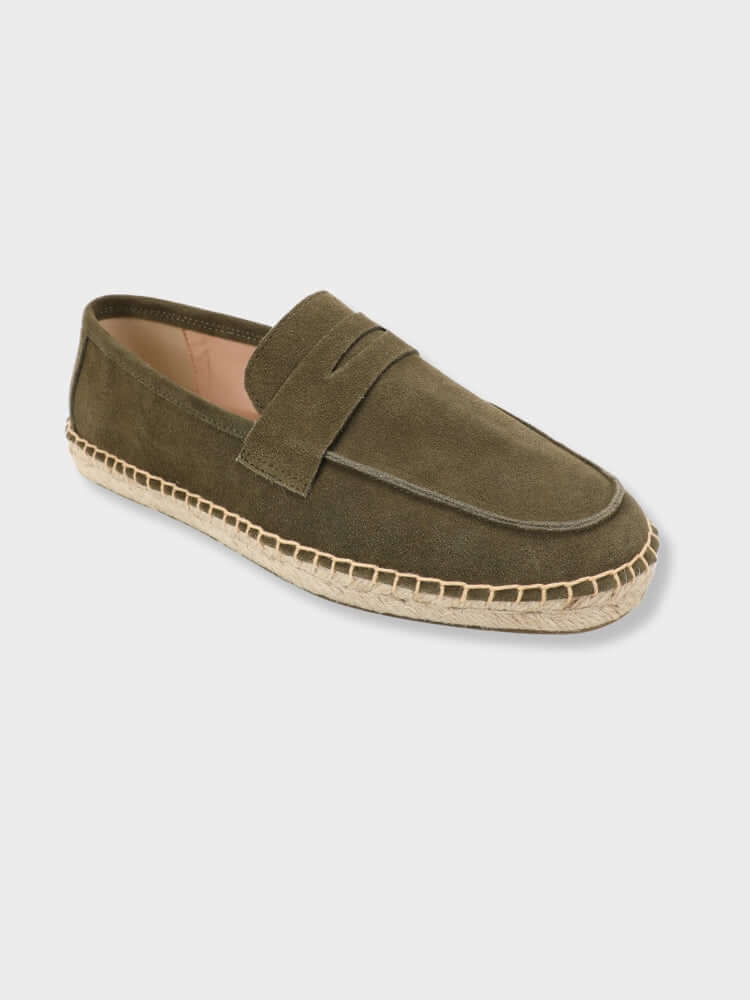Dalviora™ | Mocassins SAINT-TROPEZ – Suède Marron Semelle Jute Slip-On Homme