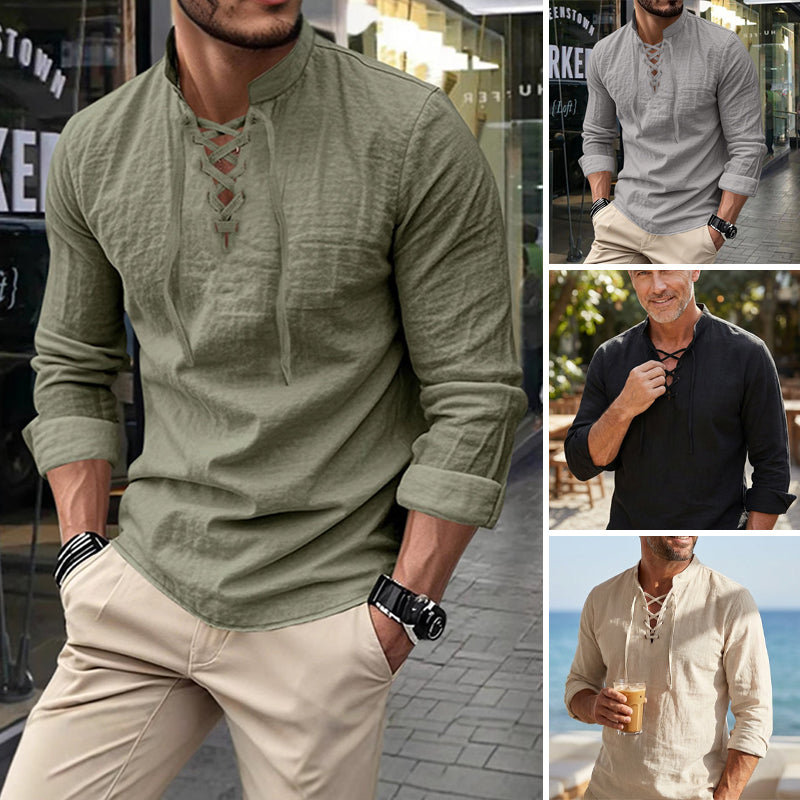 Dalviora™ | Chemise Décontractée Homme – Col Montant 8 Couleurs