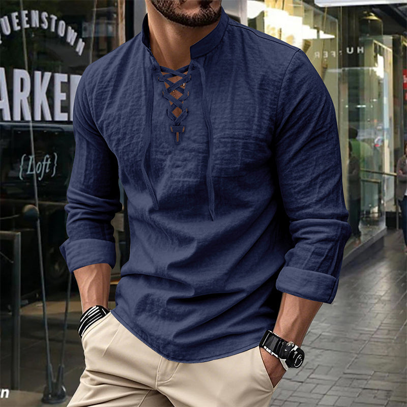 Dalviora™ | Chemise Décontractée Homme – Col Montant 8 Couleurs