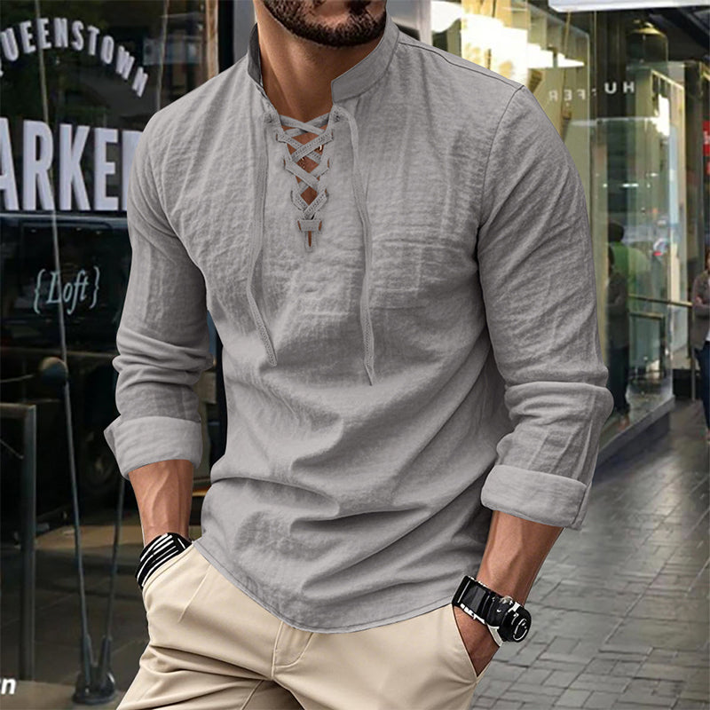 Dalviora™ | Chemise Décontractée Homme – Col Montant 8 Couleurs
