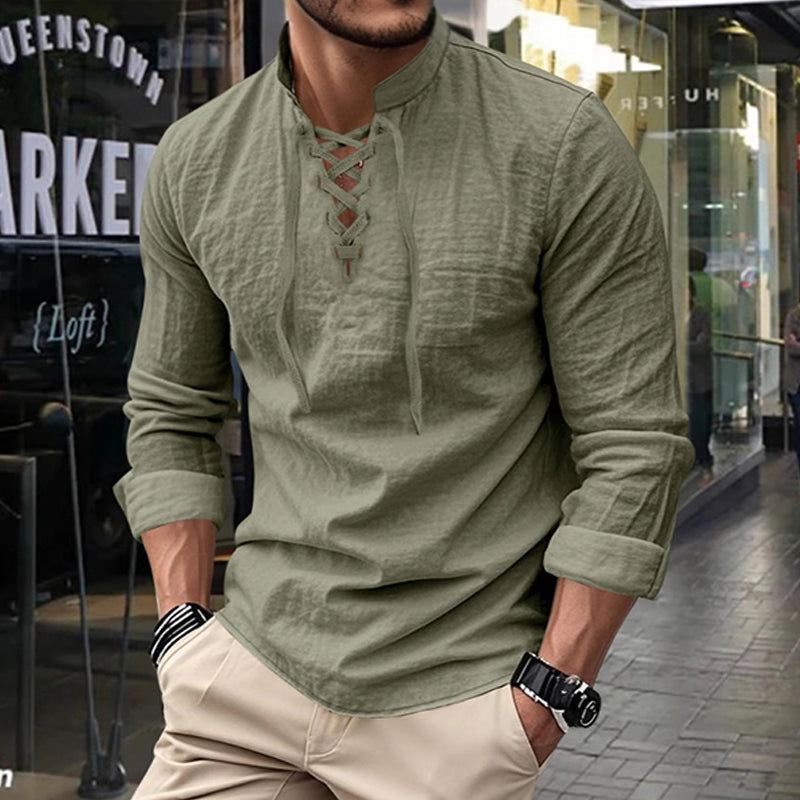 Dalviora™ | Chemise Décontractée Homme – Col Montant 8 Couleurs