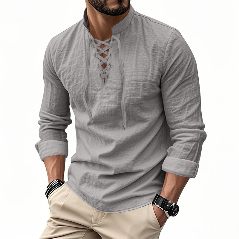 Dalviora™ | Chemise Décontractée Homme – Col Montant 8 Couleurs