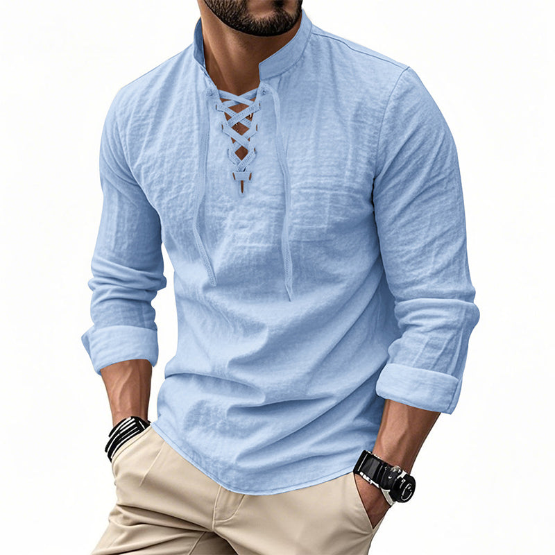 Dalviora™ | Chemise Décontractée Homme – Col Montant 8 Couleurs