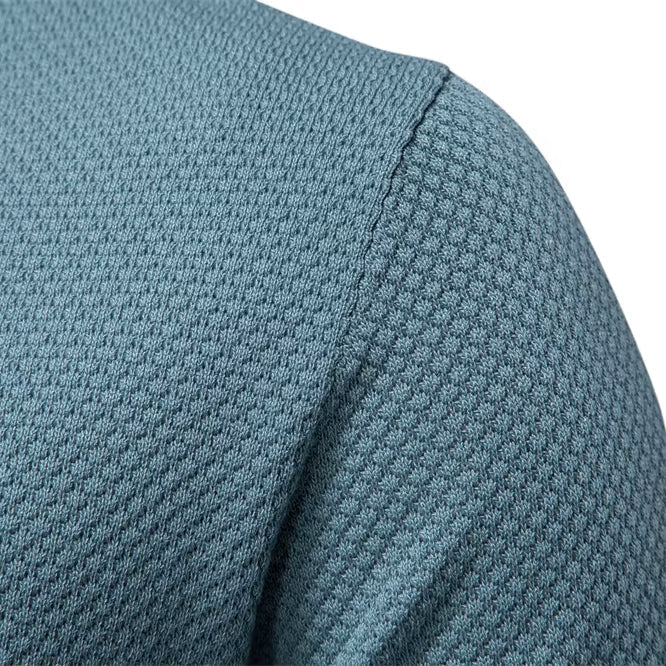 Dalviora™ | Polo Col en V CAPRI – Tissage Texturé Tonal Manches Fuselées